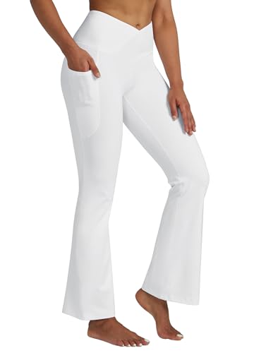 Willit Women's Flare Leggings Crossover Yoga Pants High Waist Bootcut Workout Leggings with Pockets 29