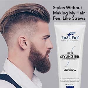 Fragfre Men Hair Styling Gel Fragrance Free 8 Oz - Ph Balanced For Men With Sensitive Skins - Not Too Firm Or Too Light - Just Normal Hold For Normal Hair Styles - Hypoallergenic (Bumps Be Gone!) #TOP5
