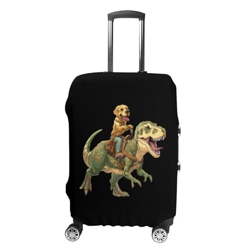 Golden Retriever Riding Dinosaur Luggage Cover Suitcase Cover Protector Anti-scratch Travel Suitcase Wrap for Unisex S