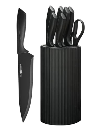 NULAS Knife Set, 8-Piece Kitchen Knife Set with Universal Block - Anti-Rust Chef Knives, Ergonomic...