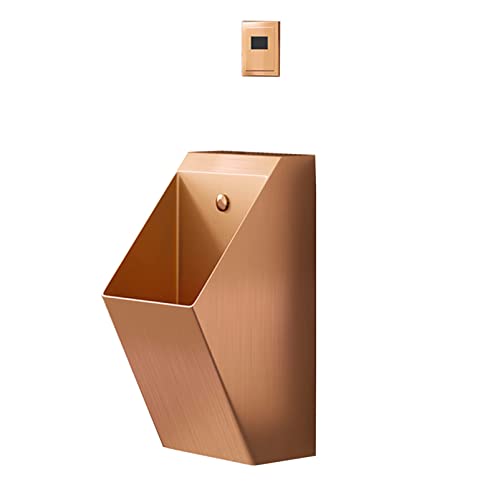 DFEDHF Stainless Steel Sensor Urinals, Men's Standing Urinals, Household Bathroom Urinal Troughs, Commercial Sensor-Type High-Efficiency Flushing Urinals, Suitable for Hotel Res(Rose Gold)