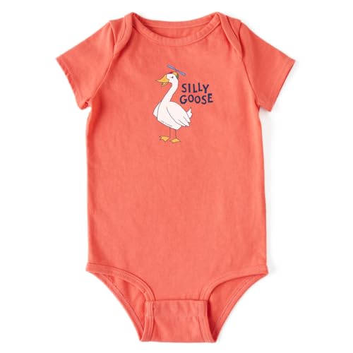Image of Life is Good. Naive Silly Goose Crusher Baby Bodysuit, Mango Orange, 0-3 Month