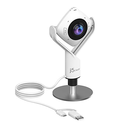 j5create 360 Grad All Around Meeting Webcam - 1080P HD Videokonferenzkamera mit High Fidelity Mikrofon, USB-C | für Videokonferenzen, Online-Unterricht und Zusammenarbeit (JVCU360)