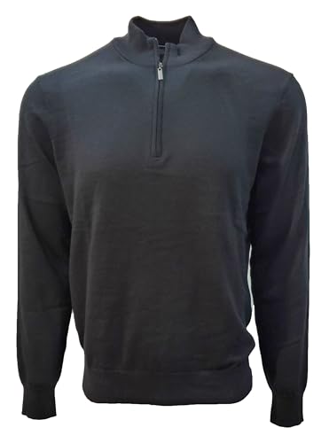 Greg Norman Men's All-Season Quarter Zip Sweater (US, Alpha, Medium, Regular, Regular, Black (BLK))