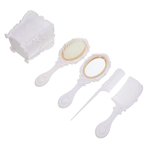 AUTSUPPL 1Set Elegant Handheld Mirror and Comb Set Vintage Hair Styling Tools for Women Portable Beauty Kit with Static Combs present for All Hair Types Chic Case