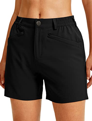 Soothfeel Women's Golf Shorts With 4 Pockets 5 Inch Quick Dry Stretch Dress Work Hiking Shorts For Women Casual Summer (Black, M) #TOP7