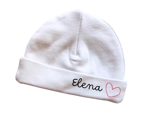 Générique - Bonnet de naissance personnalisable au prénom de futur bébé pour grossesse et maternité - thème petit coeur (Coeur jaune)