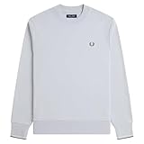 Coupe classique Fred Perry Sweat-shirt à col rond bleu foncé/écru/couronne de laurier vert, Bleu foncé/écru/laurier vert, L