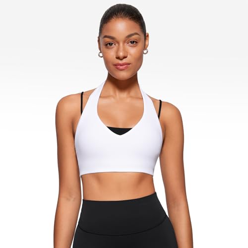 Image of INGIA Halter Longline Sports Bra Padded | Yoga, Workout, Low Back, Crop Top, with Built in Bra, for Women