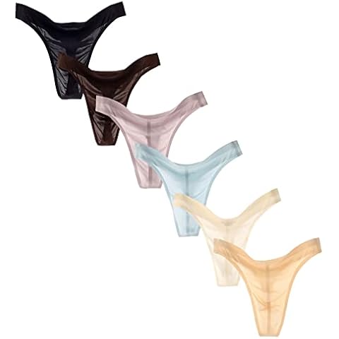 Agdoizry Men's Thongs G String Ice Silk Low-Rise Panties 6 Colors (Small, 6 Colors) Cover