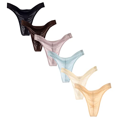 Men's Thongs G String Ice Silk Low-Rise Panties 6 Colors