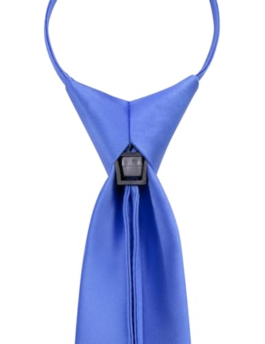 Image of YourTies Zipper Tie for Men Adjustable Pre-tied Satin Neckties and Pocket Square Set Solid Color Business Formal Wedding