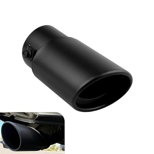 Icyfond Stainless Steel Inlet Exhaust Tip Adjustable 2.75-3 Car Exhaust Tip Heavy-Duty Auto Exhausts Pipe Tail Throat Tailpipe Black Powder Coated Auto Replacement Exhausts Pipes for Most Car