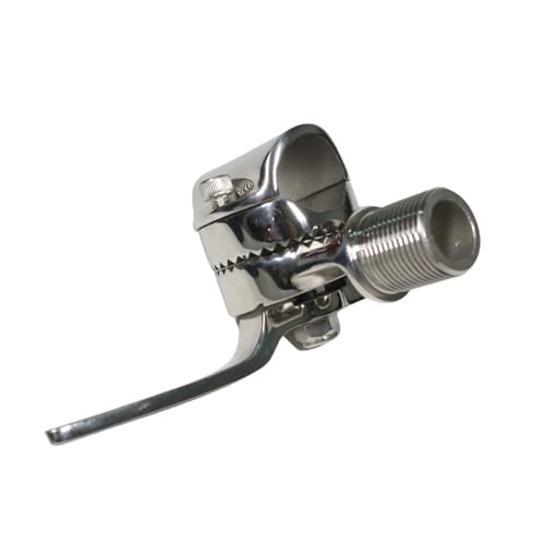 Image of Marine VHF Antenna Mounts, Ratchet Mount, 316 Stainless Steel Rail Mount Adjustable Antenna Base for Boat (Clamp-on Antenna), Silver