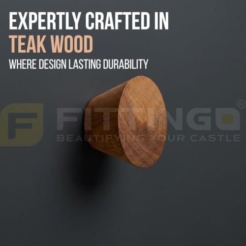 Image of 10 Pack Natural Wood Drawer Knobs - Teak Wood Cabinet Door Knobs for Kitchen Cabinets, Cupboards, Dressers & Wardrobes | 1.5 Inch-| 3 Years Warranty |