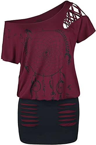 Full Volume by EMP Damen schwarz-rotes kurzes Kleid mit Cut-Outs L