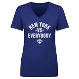 500 LEVEL New York Knicks Vs. Everybody Women's V-Neck T-Shirt (Royal Blue, Medium)
