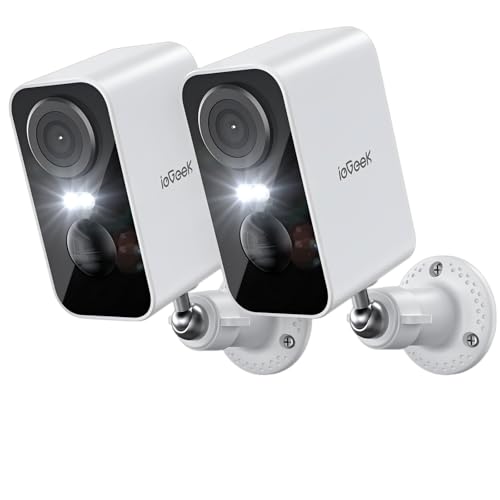 Image of ieGeek Security Cameras Wireless Outdoor 2-Pack, 2K WiFi Surveillance Camera for Home Security, Battery Powered Security Cameras with Siren & Spotlight, AI Detection, App for Phone, IP65 Waterproof