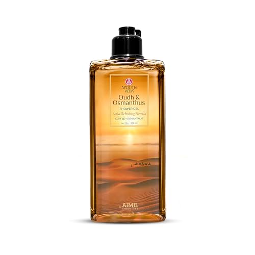Image of Ayouthveda Oudh & Osmanthus Shower Gel with Coffee | Aromatic Body Wash for Revitalizing & Hydrating Skin | Sulfate-Free Luxury Cleanser for Men & Women | 250 ml