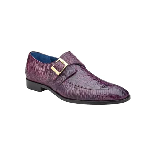 Exotic Caiman Crocodile / Lizard Split-Toe Single Monk-Strap Men's Shoes by Belvedere