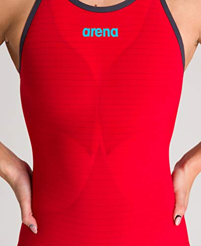 Arena Women's Standard Powerskin Carbon Air² Open Back Racing Swimsuit, Red, 30 #TOP2