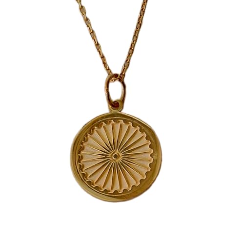 Collier chakra d'Ashoka gravé en argent doré, le cadeau unisexe idéal