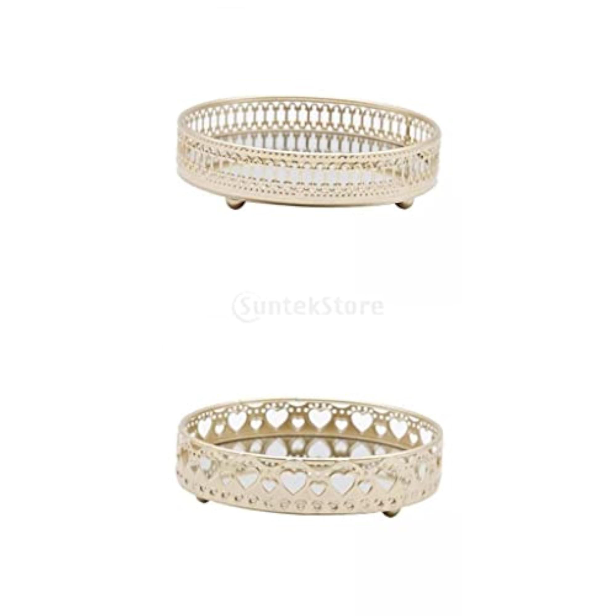 2Pcs Tray Serving Mirror Jewelry Dish Storage