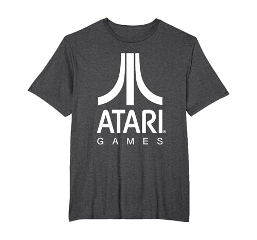 Logo Atari Games Maglietta, Uomo Taglie Grandi, Grigio Scuro, 2X Tall