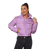Hujoin Women's Crop Short Jacket Cropped Puffer Fashion Jackets for Women Warm Winter Lightweight Coat, Lavender, Large