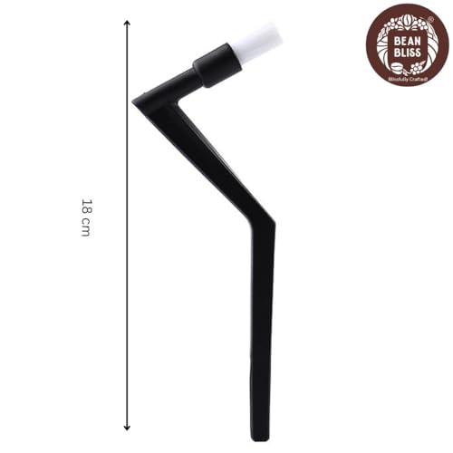 Image of BEAN BLISS Coffee Machine Cleaning Brush - Durable Nylon Zig-Zag Bristles | Barista-Style Brush for Espresso Machine Group Head & Coffee Grinder Cleaning - Black