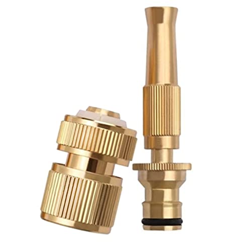 2 Piezas Boquilla de Manguera de Jardín de Latón,Pistola de riego de Latón Ajustable Conector Rápido,Conector de Manguera 13mm (1/2 ') para riego de Jardín y lavado de mascotas
