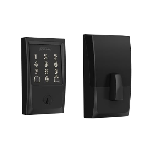 Schlage Encode Smart WiFi Deadbolt Lock with Century Trim, Matte Black