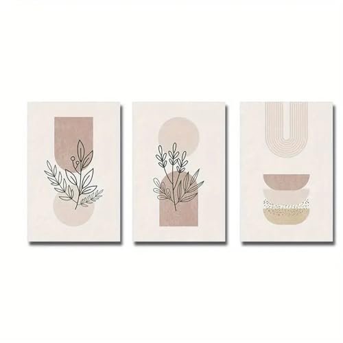 Póster impreso pared de salón con diseño de arte botánico geométrico 3PCS
