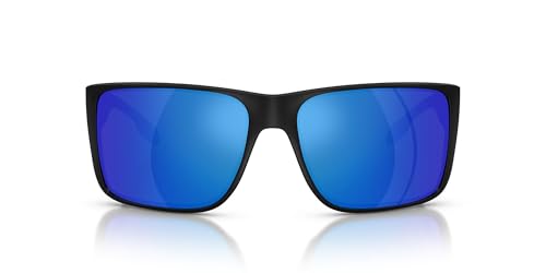 Native Eyewear Mens XD9049 Badlands XL Rectangular Sunglasses Matte Black/Blue Mirrored Polarized 62 mm