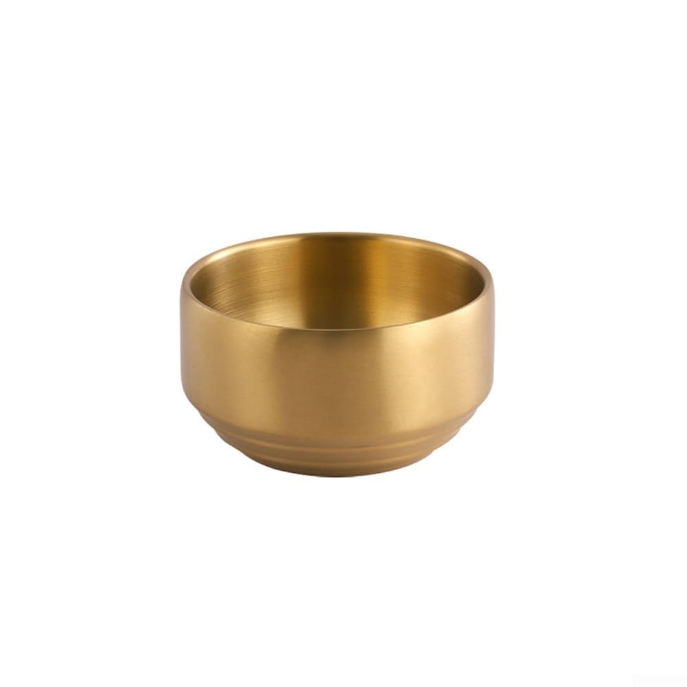 Set di 4 ciotole per riso asiatiche in acciaio inox 304 con coperchio, ciotole isolanti a doppia parete per zuppe coreane, lavabili in lavastoviglie, oro (D)