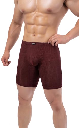 iKingsky Men's Breathable Long Leg Boxer Briefs Sexy Bulge Trunks No Ride Up Shorts Underwear Seamless Pouch Under Panties4