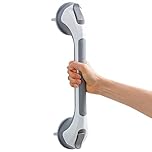 TAILI Suction Grab Rails for Bathroom, 43 CM Suction Handles for Shower, MAX Hold 110 KG Bath Safety Grab Rail for Elderly, Senior, Disabled, Strong Handle Bars, No Drilling, Disability Aids - Grey