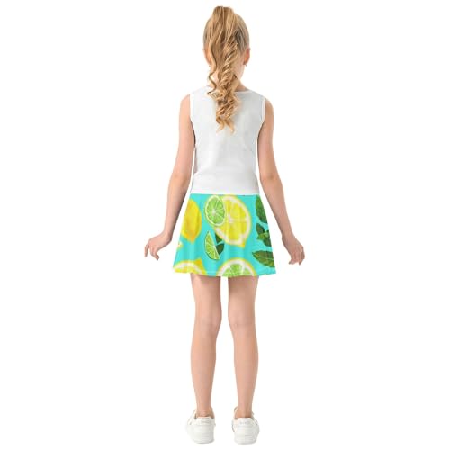 Cheer Girls' Shorts Athletic Skorts Tennis Skirts Toddler Teen Skirt Lemons Limes Green Leaves Mint 4t4
