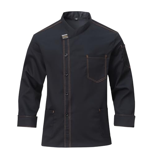 CoXuantion Homme Veste de Chef Cuisinier Professionnel Veste Unisexe Uniforme Vêtement Restaurant Manches Longues Veste de Cuisine Hôtel Restaurant...