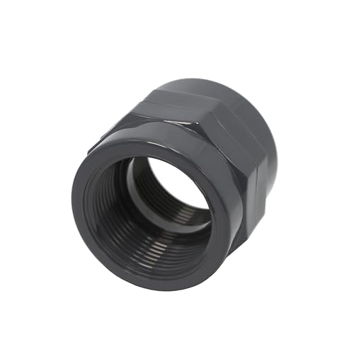 HAF 1x PVC Fittings Gewindemuffe mit 2 | Innengewinde x Innengewinde | Übergangsmuffe aus grauem PVC-U | PN16 für PVC Rohr, Schwimmbad, Poolverrohrung, Druckleitung, Rohrleitung, Pool & Teich