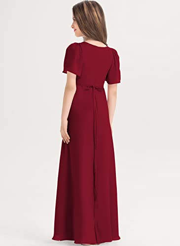 Junior Bridesmaid Dress, Flower Girl Dresses, Girls' Special Occasion Formal Dresses V-Neck Floor-Length Chiffon2