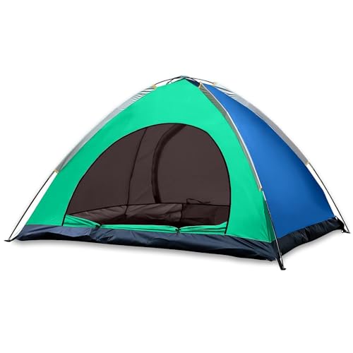 STRAUSS Portable Camping Tent | 5-10 Minutes Easy Setup | Waterproof and Windproof Tent for Camping | Superior Air Ventilation| Ideal for 4 Persons,(Blue and Green)