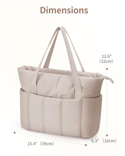 Image of Narwey Puffer Tote Bag for Women Girl, Puffy Travel Gym Shoulder Handbag