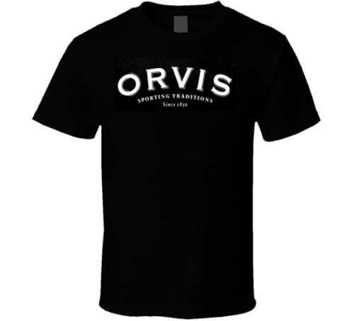 Orvis Fly Reel Fishing Fisher Company Logo Tee Shirt Tshirt Men's BlackXX-Large