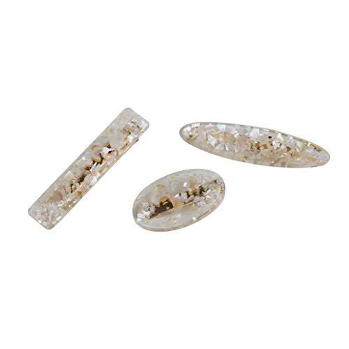 Acrylic Resin Hair Clips for Women Girls,LYDZTION 3Pcs Hair Barrettes Hairpins Geometric Shell Alligator Hair Clips for Daily Hairstyling Hair Accessories Birthday Christmas Valentines Day Gifts,White