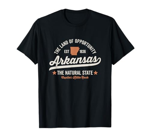 Arkansas Vintage Sports Design Natural State Light Text T-Shirt