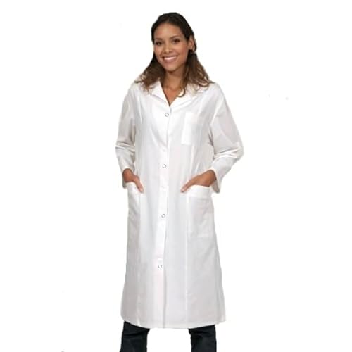 KODAMA Blouse de Laboratoire Femme 100% Coton – Boutons Pression - Blanche - Coupe Spéciale Pratique et Economique