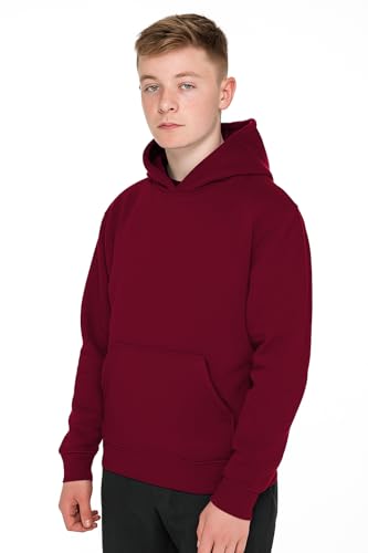 Image of L S U Kids Fleece Hoodies Boys Girls Long Sleeve Plain Pullover Sweatshirt Unisex School Hooded Jumper (MRN 5-6 Y) Maroon