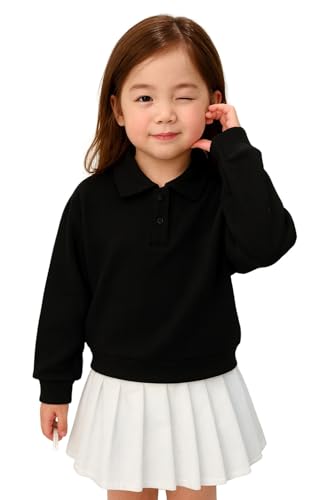 Image of JC JUMMY COUTURE Kids Long Sleeve Polo Shirt, Classic Collared Style, Available in White, Black and Brown, Cotton Blend, School Uniform