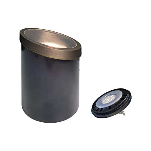 COLOER In-Ground Well Lights Large Size, LED Outdoor Low Voltage Walkway Light, IP65 Waterproof Brass Top Landscape Lighting,12-24V 10W 2700K Warm White Garden Up Lights,1-Pack with Bulb 301